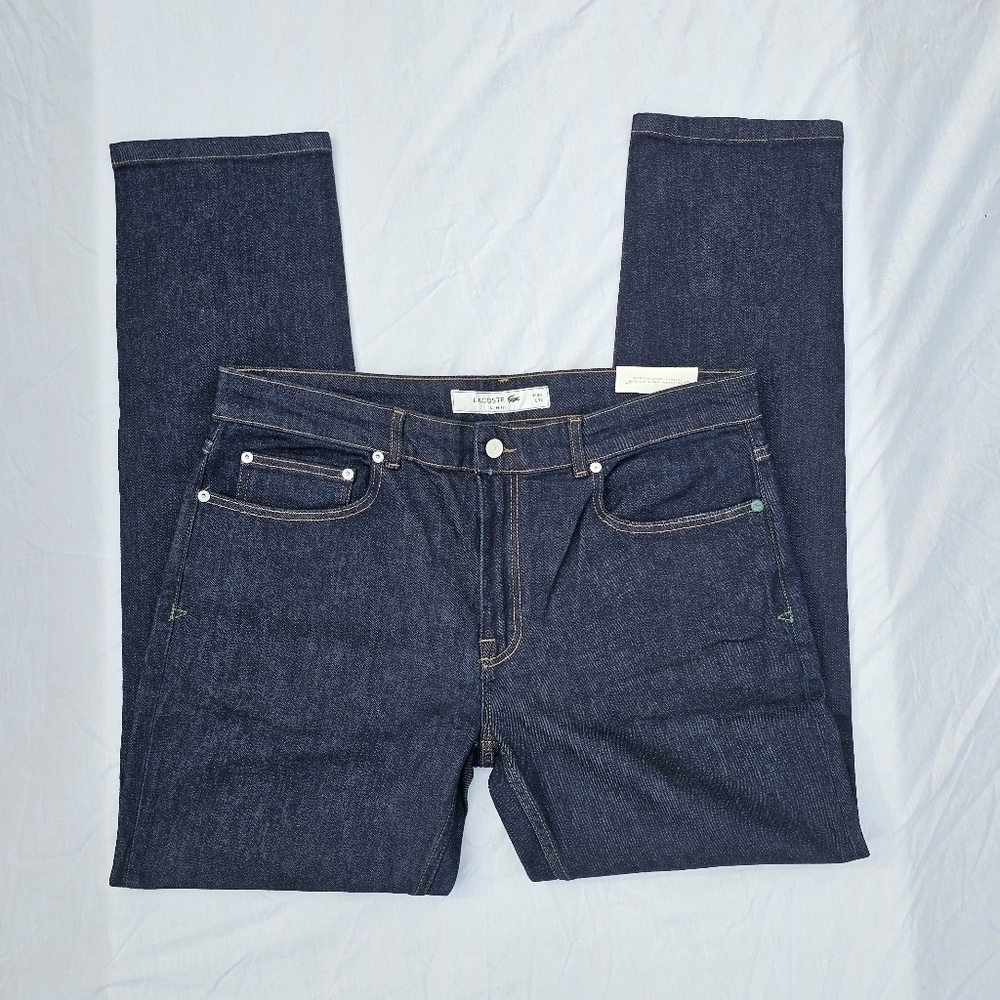 LACOSTEMen's Slim-Fit Stretch Solid Jeans dark wash color ML4 size W36×32L